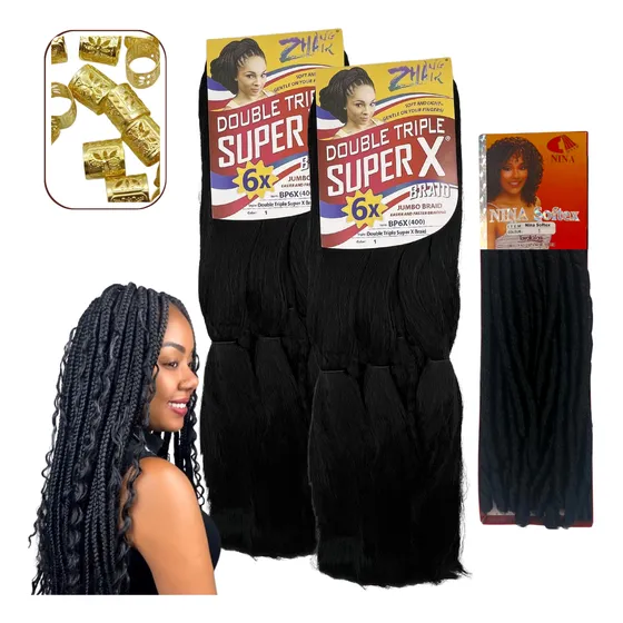 Kit 1 Nina Softex E 2 Jumbos Box Braids Tranças+cachos+anéis