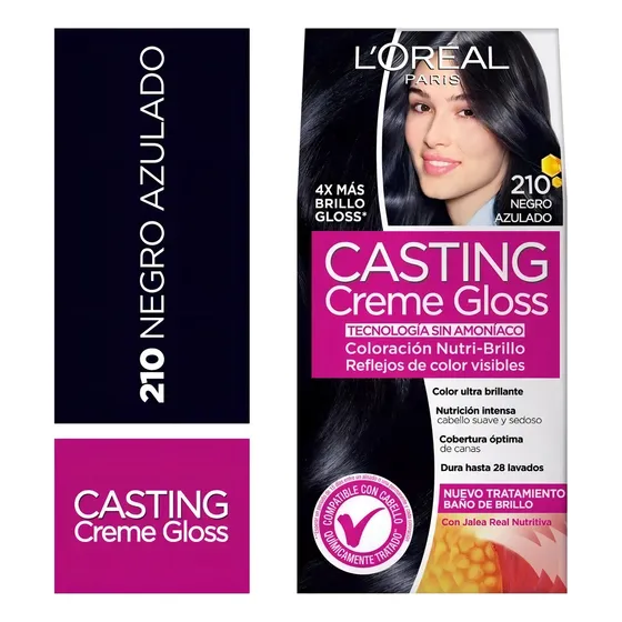 Tinta semipermanente L'Oréal Casting Creme Casting creme gloss tono 210 nego azulado para cabello