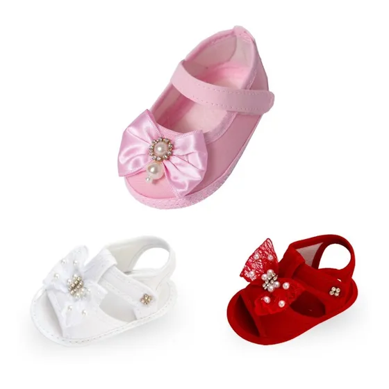 Sapatinho Bebê Kit 3 Pares Sapato E Sandalias Rn Ref.a9