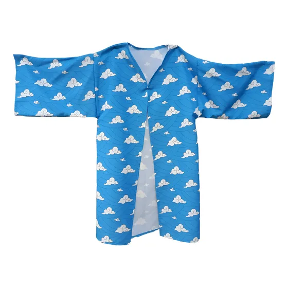 Kimono Nubes Azul Con Blanco