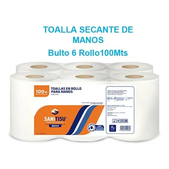 Toalla Secante De Mano Papel Secante 1x6x100mts 