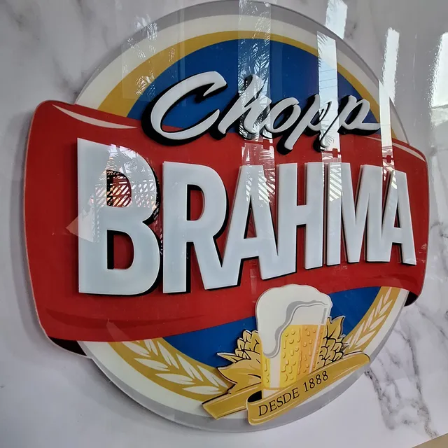 Placa Cerveja Chopp Brahma Acrílico Brilhante Alto Relevo