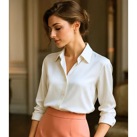 Camisa Feminina Seda Fluida Social Com Toque Sutil Premium