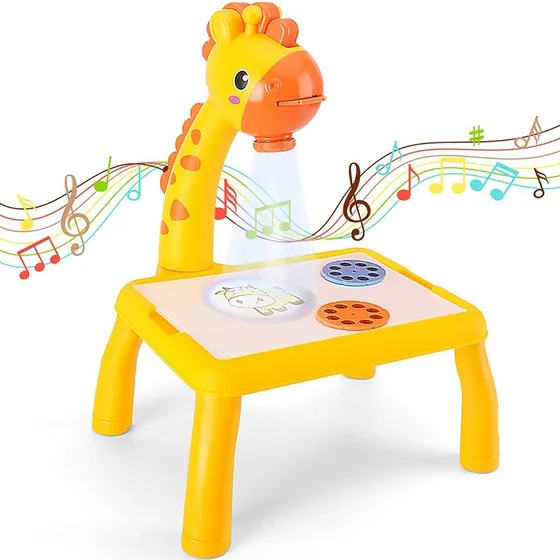 Mesa Proyector Led Para Niños, Mesa De Dibujo Artístico 80cm Color Amarillo