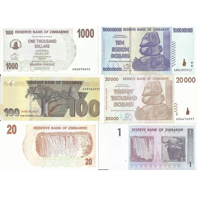 Zimbabwe Lote Billetes Varias Denominaciones