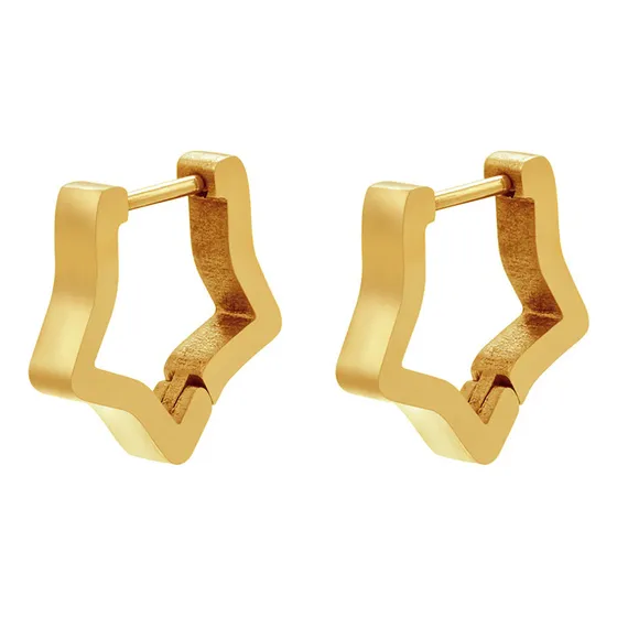 Aretes Estrella Baño Oro 18k Base Acero Inoxidable