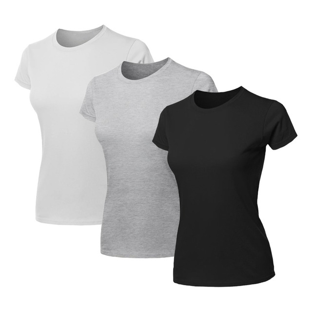 Kit 3 Blusas Feminina Tshirt AlgodĂŁo Camiseta Baby Look Kit 3 Blusas Feminina Tshirt AlgodĂŁo Camiseta Baby Look