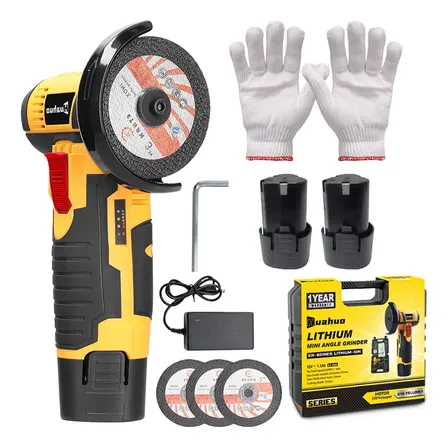 Mini Esmerilhadeira Lixadeira Angular Eletrica-2 Bateria Amarelo 12v 50 Hz/60 Hz