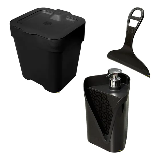 Dispenser Detergente C/ Porta Bucha E Lixeira E Rodinho 3pcs