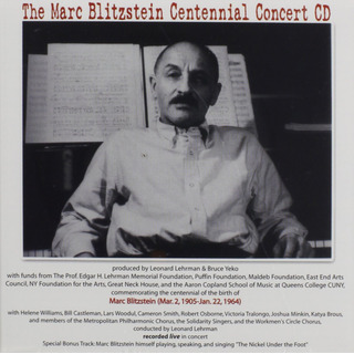 Cd:the Marc Blitzstein Centennial Concert Cd Cd:the Marc Blitzstein Centennial Concert Cd