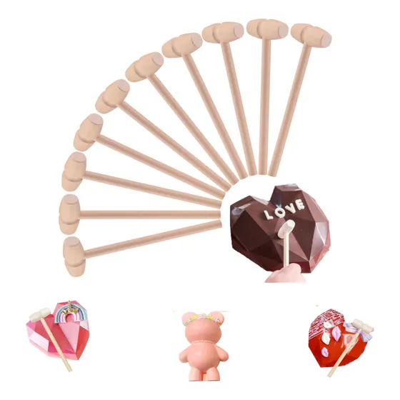 Mini Martillo  En Madera Para Romper Chocosorpresas X 10unds