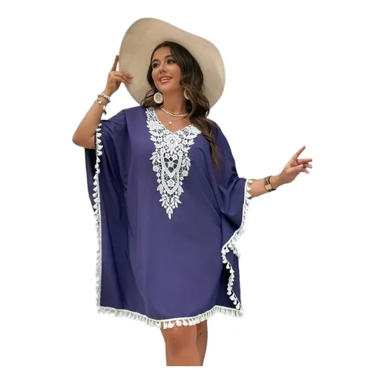 Salida De Playa Pareo Alexia Azul Tipo Túnica Talla M/l