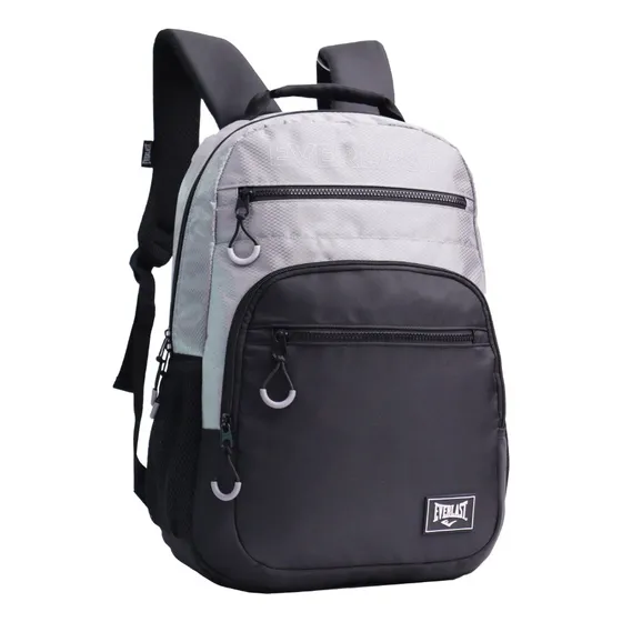 Mochila Everlast Urbana 18 PuLG Acolchonada Reforzada Unisex Color Negro Y Blanco Diseño De La Tela Lisa