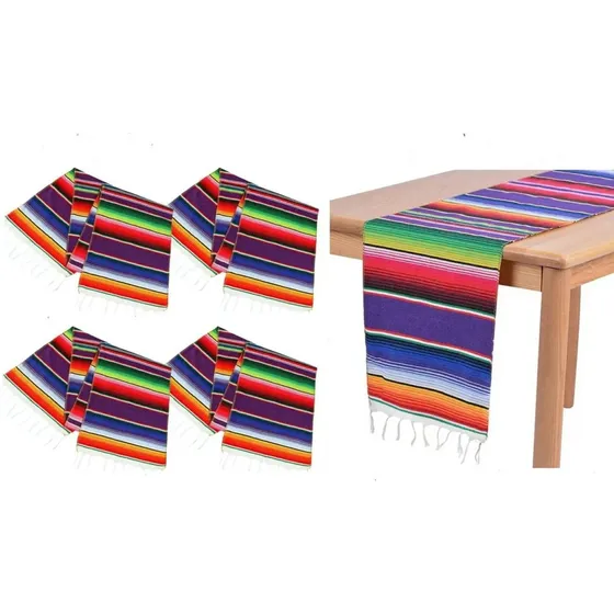 Camino De Mesa Mexicano Sarape 100% Mexicano X4 Unidades