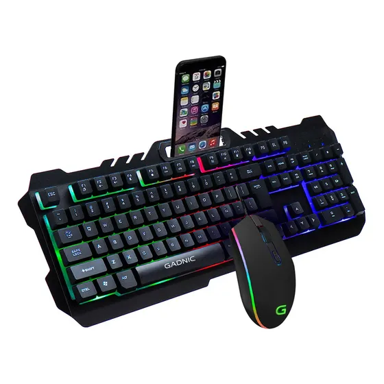 Kit Gaming Teclado Membrana Rainbow y Mouse Gamer Gadnic K4 Move