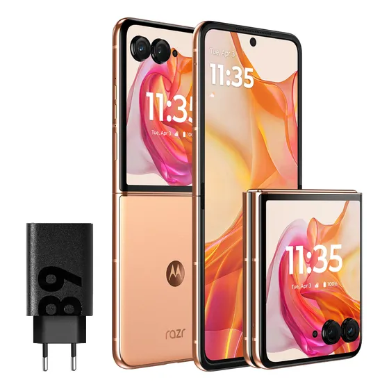 Motorola Razr 50 Ultra Dual SIM 512 GB Peach Fuzz 12 GB RAM hasta 24GB, Cámara 50MP, Teleobjetivo 50MP, IPX8 Sumergible, Gorilla Glass 7 Victus.