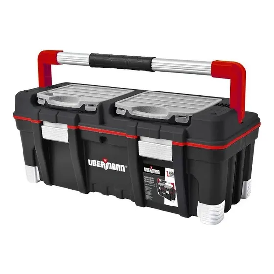 Caja De Herramientas Ubermann Doble 28x66x30 Cm Plástico Color Blanco/negro