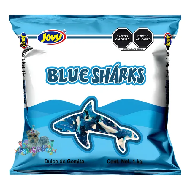 Jovy Dulce De Gomita Sharks Blue Tiburón Gummy Bolsa 1 Kilo