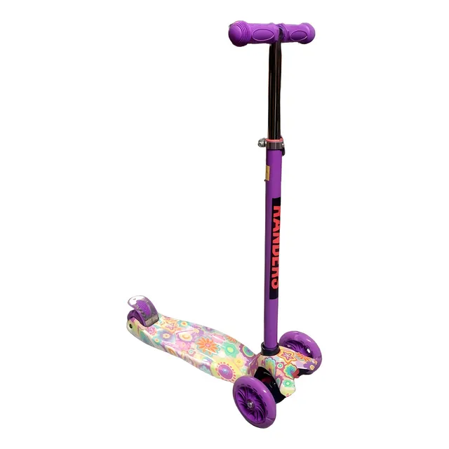Monopatín Infantil 3 Ruedas Con Luces Base Reforzada Randers Color Lila Lila