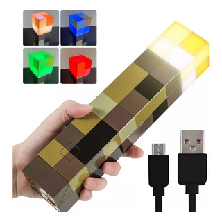 Lámpara Antorcha Minecraft Brownstone Luz Nocturna Led De S Lámpara Antorcha Minecraft Brownstone Luz Nocturna Led De S