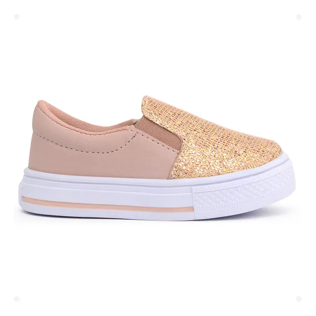 Tenis Infantil Feminina Sem Cadarço Slip On Glitter