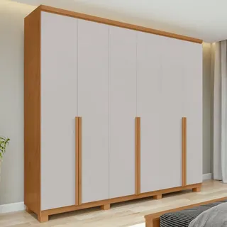 Guarda-roupa Casal 100%mdf Alonzo 6 Portas 4 Gav Amêndoa/off Amêndoa Clean/off W