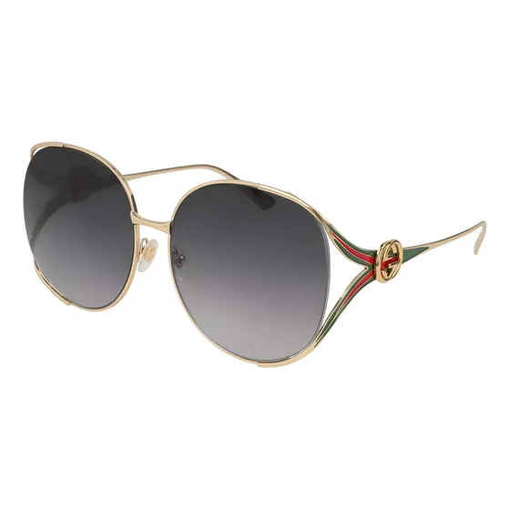 Gafas De Sol Gucci Gg0225s-001-63 Rectangulares Doradas Y Gr