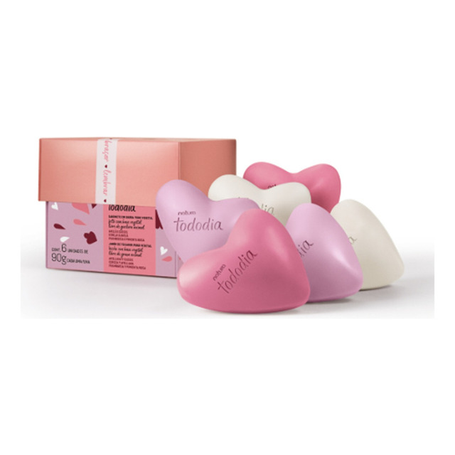 Presente Natura Tododia Sabonetes Sortidos Corações 6un 90g Presente Natura Tododia Sabonetes Sortidos Corações 6un 90g