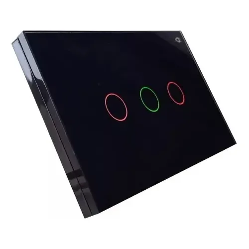 Interruptor Triple Smart Negro Cristal Wifi Alexa Google