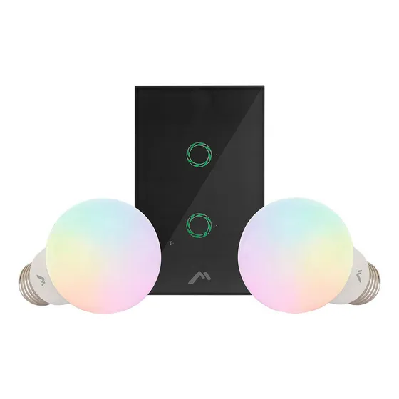 Kit Smart Home Apagador Touch Y Focos Smart Color Negro