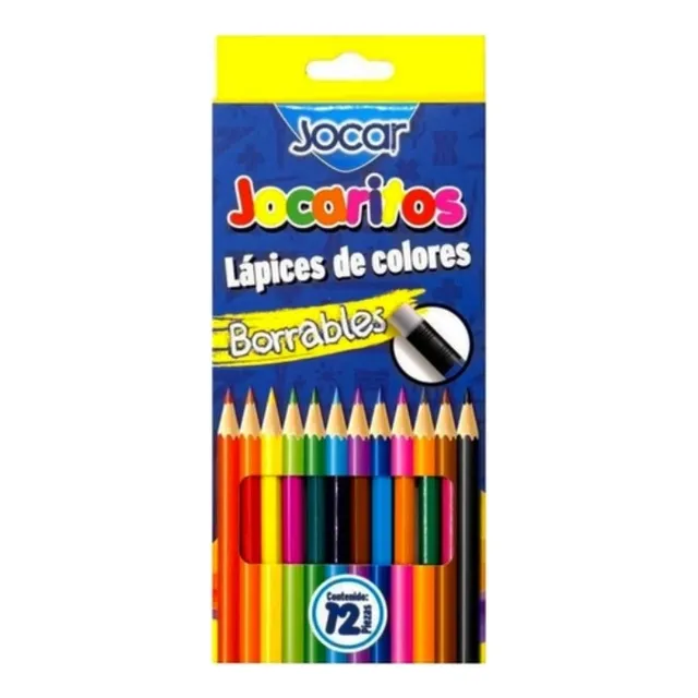 12 Cajas De Lápices De Colores Largos Borrables Con Goma