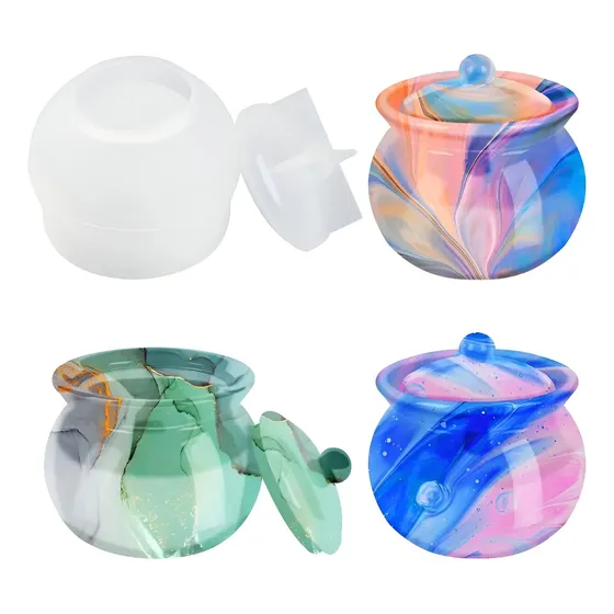 Molde Silicona Resina Epoxi Caramelera Redonda Con Tapa