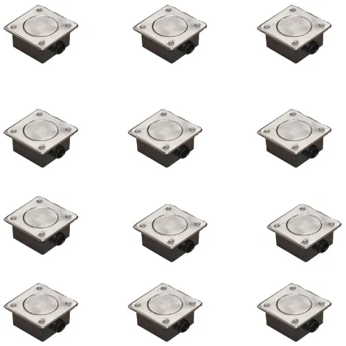 Kit 12 Caixa De Passagem Iluminação Led Piscinas Tampa Inox