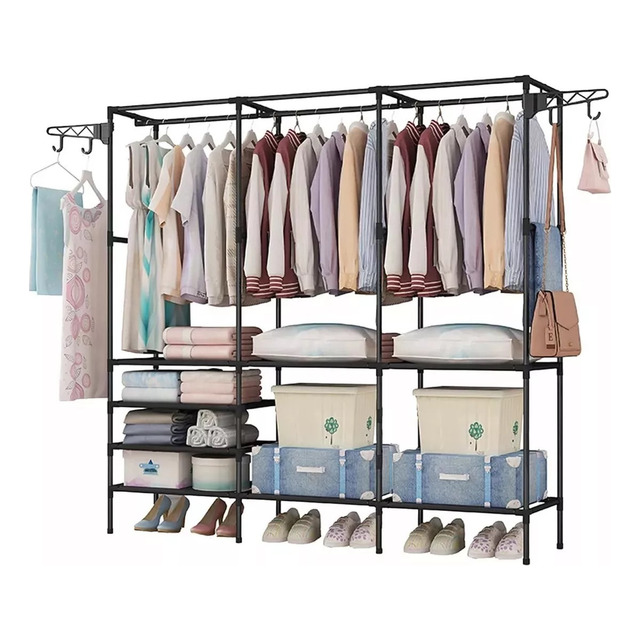 Cabideiro Arara Organizadora De Roupas Closet Armário Preto Cabideiro Arara Organizadora De Roupas Closet Armário Preto