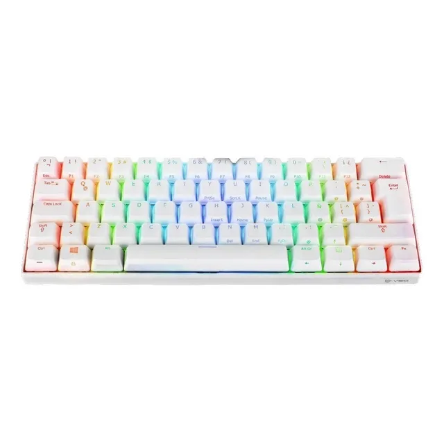 Teclado gamer VSG QWERTY Kailh Brown español latinoamérica color blanco con luz RGB