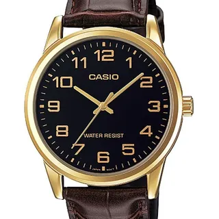Relogio Casio Masculino Collection Couro Mtp-v001gl-1budf Correia Marrom-escuro Relogio Casio Masculino Collection Couro Mtp-v001gl-1budf Correia Marrom-escuro
