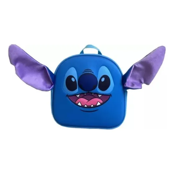 Mochila Pre-escolar 3d Stitch Con Arnes Color Unico Diseño De La Tela Liso