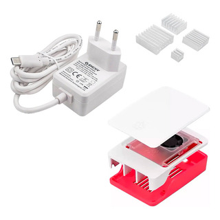 Case Oficial + Fonte 5a P/ Raspberry Pi5 Pi 5 + Dissipadores Case Oficial + Fonte 5a P/ Raspberry Pi5 Pi 5 + Dissipadores