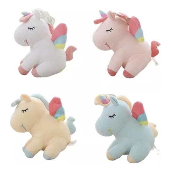 Peluche Unicornio Con Alas De Arcoíris 25cm Cute Importado