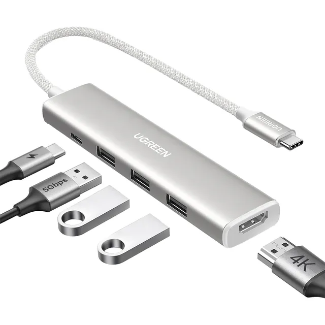 Hub Ugreen Hdmi, Usb C, 3 Usb A A Tipo C Alta Calidad