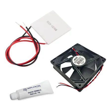 Kit Pastilha Placa Peltier, Cooler E Pasta Térmica Universal