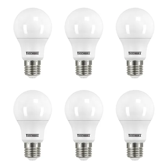 Kit 6 Lâmpadas Led 6500k 9,0w Tkl60 100-240v E-27 Taschibra