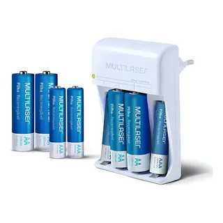 Kit Carregador De Pilhas Aa / Aaa Com 8 Pilhas Recarregaveis Kit Carregador De Pilhas Aa / Aaa Com 8 Pilhas Recarregaveis