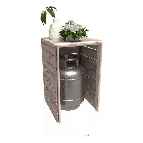 Móvel Cozinha C/ Madeira Natural Vertical Esconde Botijão Cor Bege
