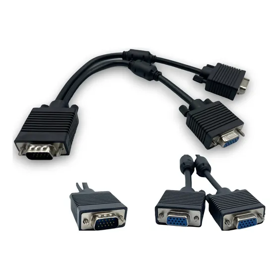 Cable Divisor Vga 1 Macho 2 Hembras Duplicación De Pantalla