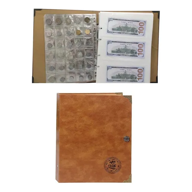 Album De Cuero Con 150 Bolsillos Para Coleccionar Monedas, 2