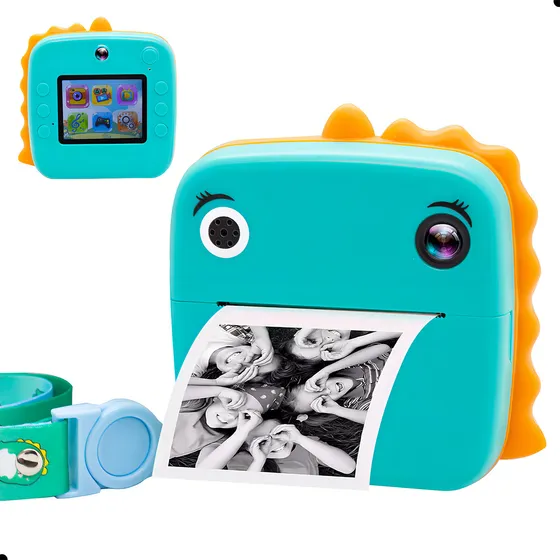 Câmera Instantânea Filmadora Full Hd Infantil Dinossauro - Jogos, Impressão, Vídeo, Gravadora, Menino - Maxgroup