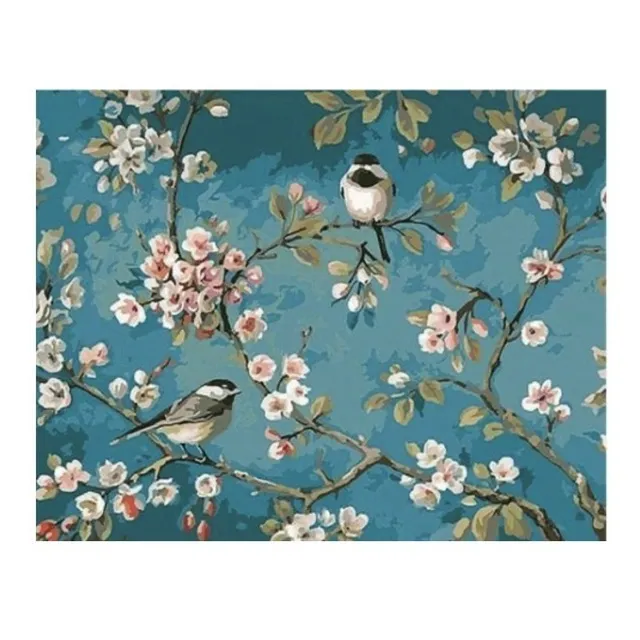 Pintura X Números Pájaros Y Flores 50x40 Kit Pinta Tu Cuadro