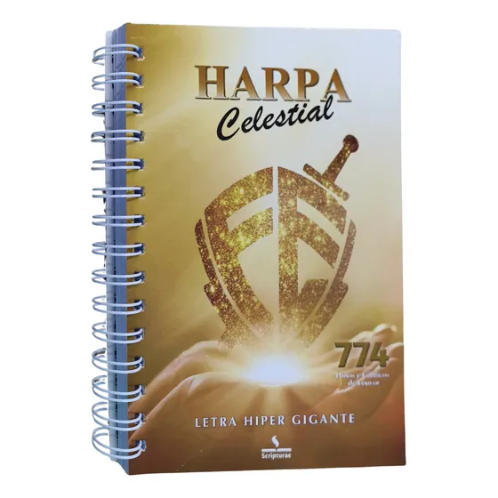 Harpa Cristã Celestial 774 Hinos Capa Espiral Escudo Da Fé Dourado
