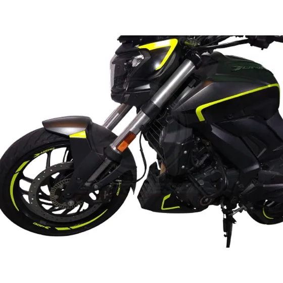 Kit De Calcos Bajaj Dominar Carenado + Llantas Amarillo Fluo